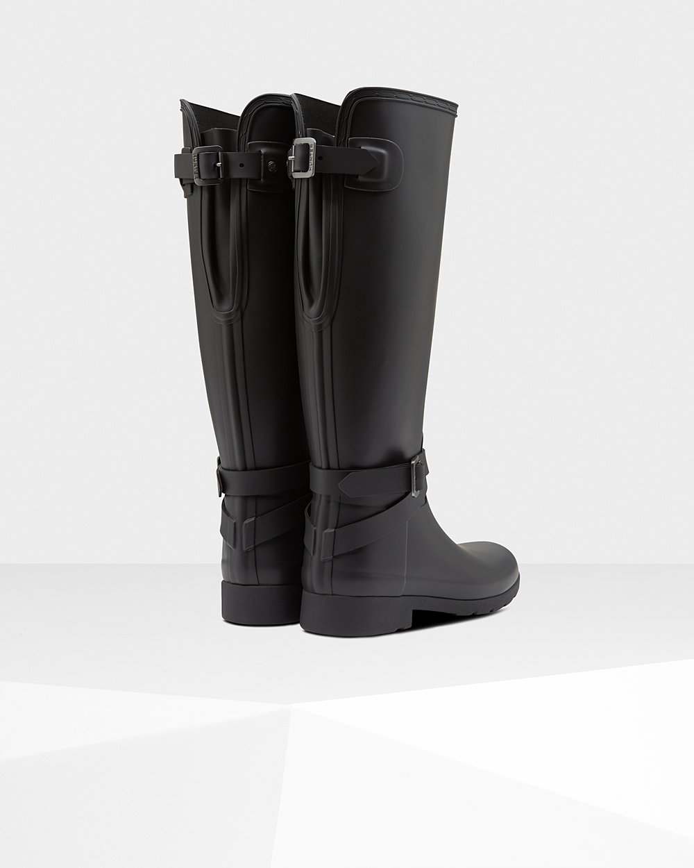 Galochas Altas Hunter Feminina Pretas - Refined Slim Fit Adjustable - 10YXRHQIB